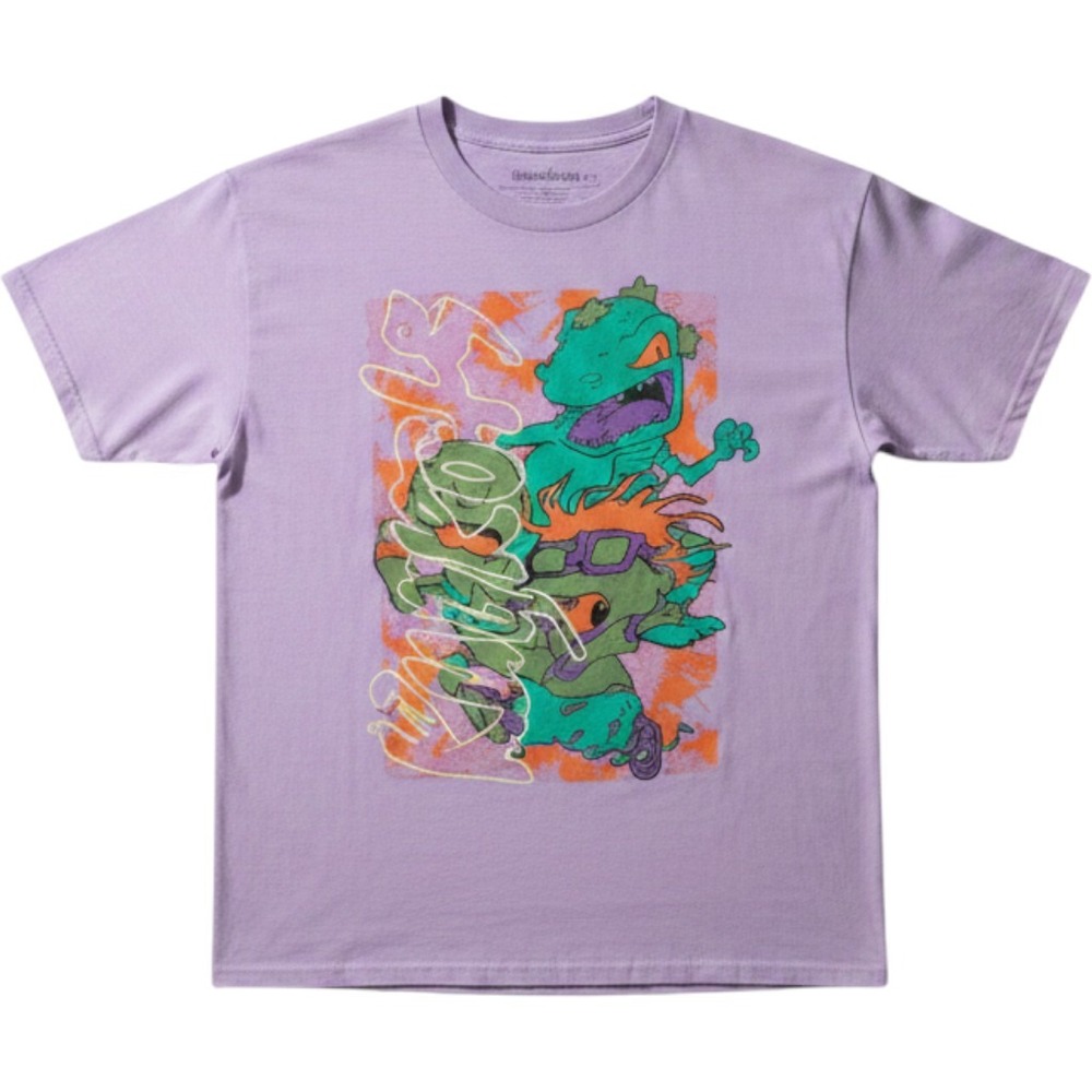 Nickelodeon Rugrats Reptar Graphic T-Shirt Mens Large Purple Short Sleeve Cotton
